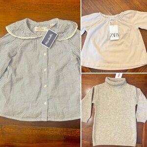NWT Bundle x3 Zara Tops Sweater Blouse Shirt (2-3 / 3-4)